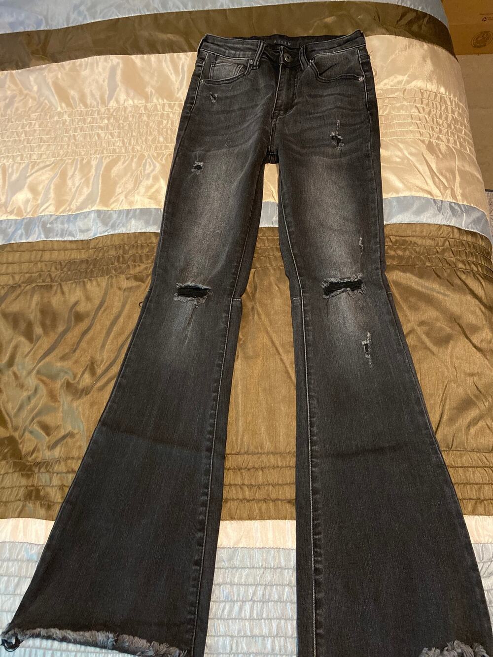Risen black destroyed super flare jeans size 25/1
